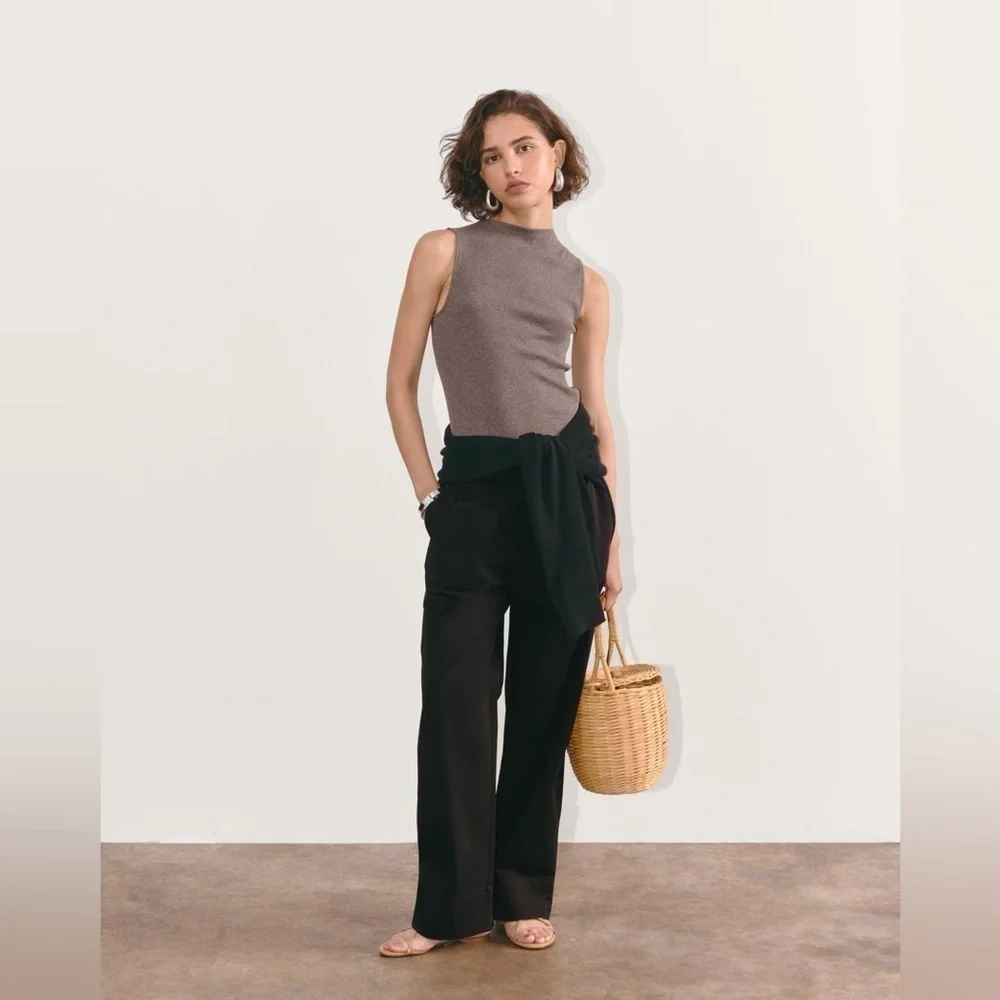 Everlane Women’s The Easy Jean Charcoal Size 2 Elastic Waist Wide Leg - Picture 1 of 1